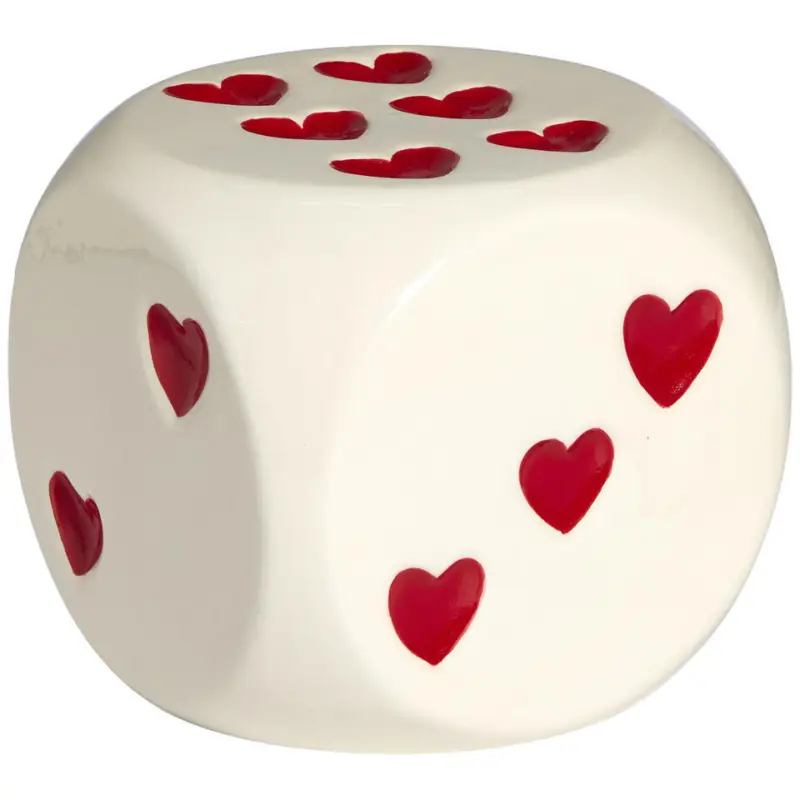 Object Dobbelsteen Hart Wit/Rood Hete Deal