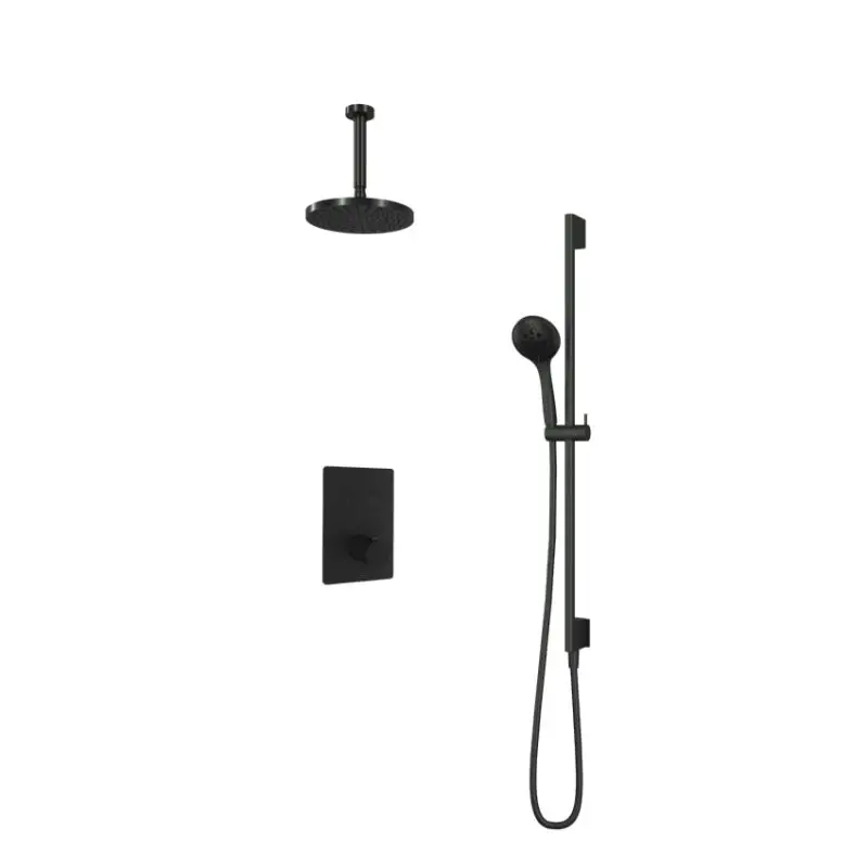 IBS 2 pushbuttons Vierkant 3s. handdouche 15cm plafondbuis Glijstang IBS23BL127 Nieuw
