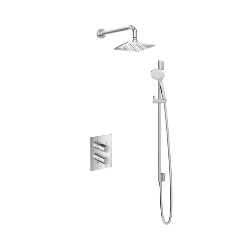 IBS 2-weg-omstel 3s. handdouche 20cm hoofddouche Vierkant glijstang Op = Op