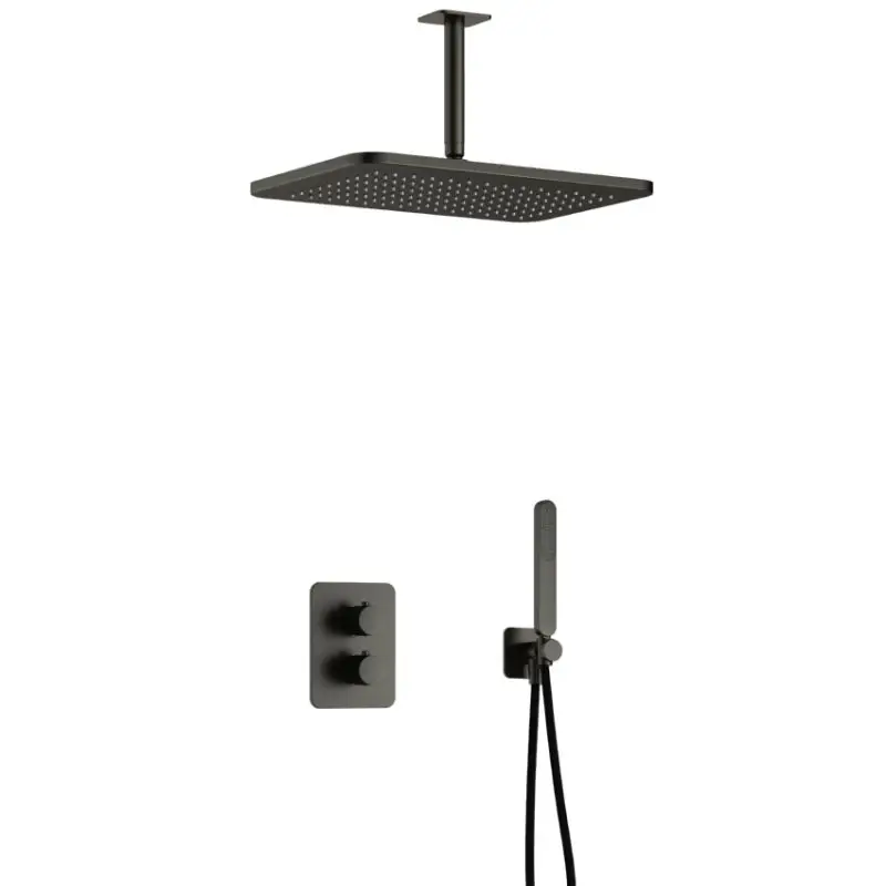 Lage Prijs Complete thermostatische douche InBouwSet Gal met 2-weg stop-omstel met Plafondbuis en GL106 BGP PVD IBS40ABGP25