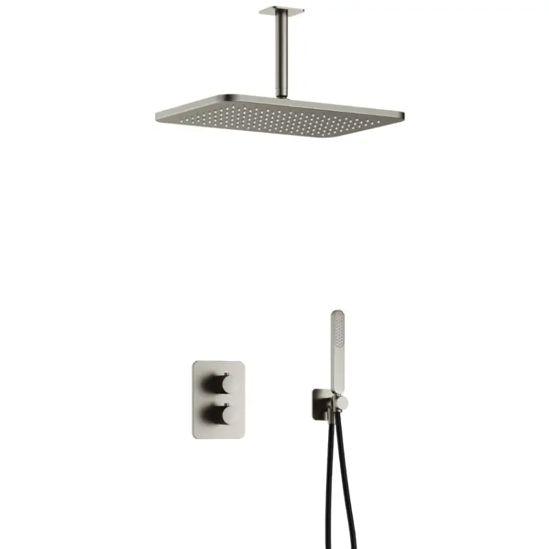 Complete thermostatische douche InBouwSet Gal met 2-weg stop-omstel met Plafondbuis en GL106 GNP PVD IBS40AGNP25 Lage Prijs