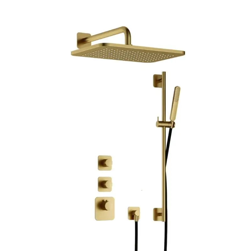 Complete thermostatische High Flow douche InBouwSet Gal met 2 stopkranen met GL106 en Glijstang BBP PVD IBS40BBP57 Gecertificeerd