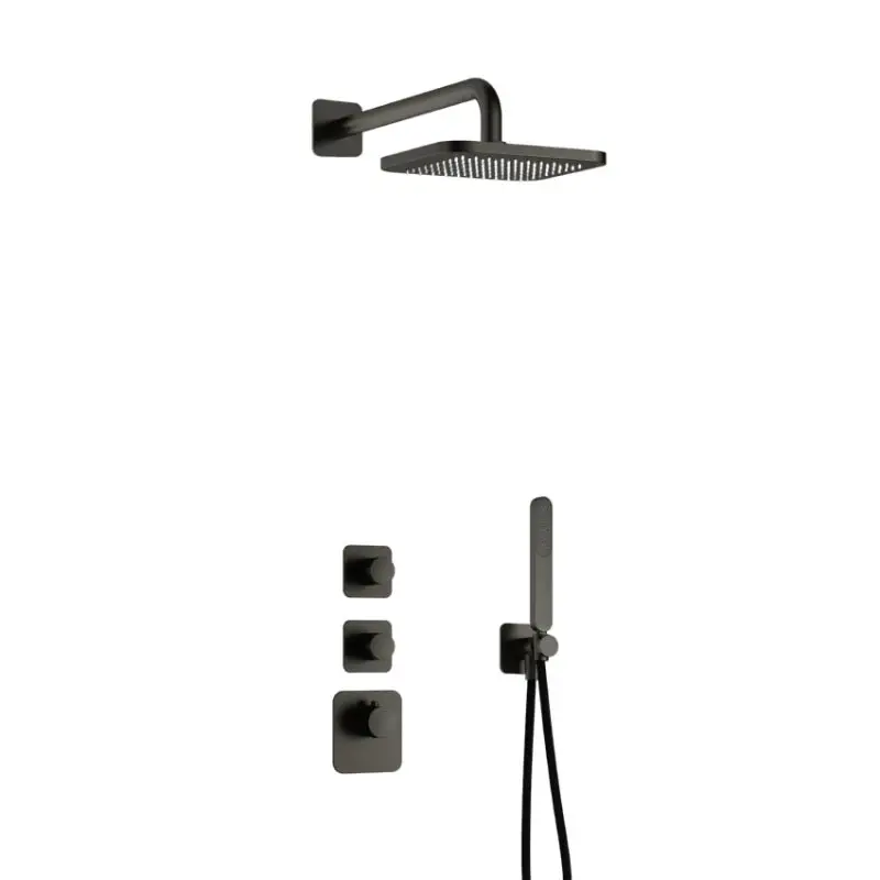 Complete thermostatische High Flow douche InBouwSet Gal met 2 stopkranen BGP PVD IBS40BGP Premium