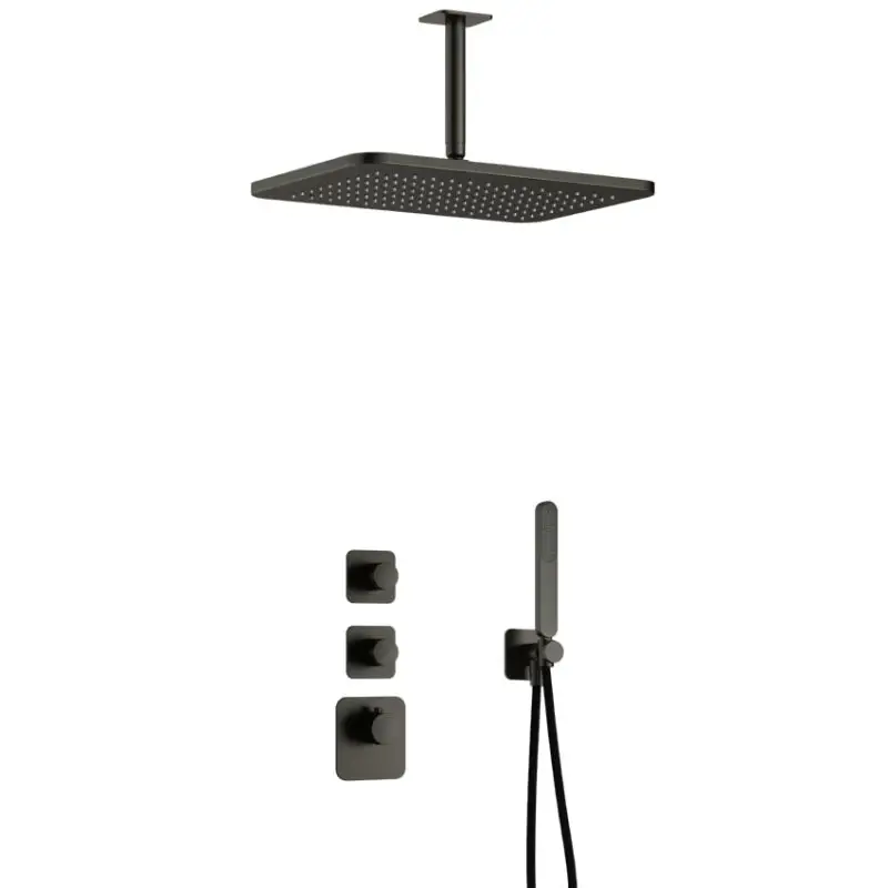 Complete thermostatische High Flow douche InBouwSet Gal met 2 stopkranen met Plafondbuis en GL106 BGP PVD IBS40BGP25 Gereduceerde Prijs