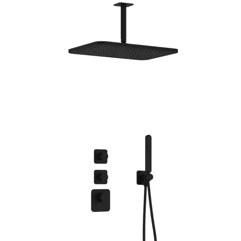 Complete thermostatische High Flow douche InBouwSet Gal met 2 stopkranen met Plafondbuis en GL106 IBS40BL25 Hoge Kwaliteit