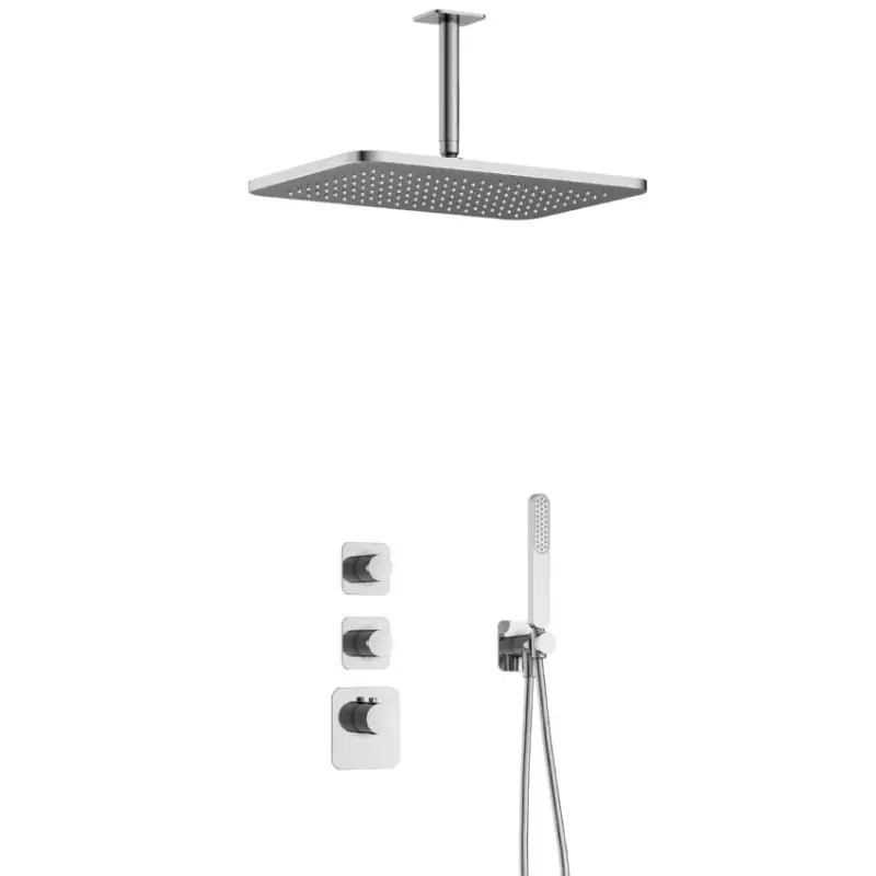 Betaalbaar Complete thermostatische High Flow douche InBouwSet Gal met 2 stopkranen met Plafondbuis en GL106 CR IBS40CR25
