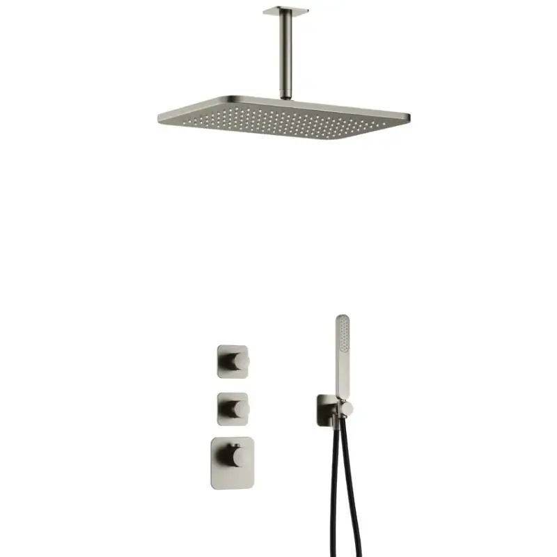 Fabrieksprijs Complete thermostatische High Flow douche InBouwSet Gal met 2 stopkranen met Plafondbuis en GL106 GNP PVD IBS40GNP25
