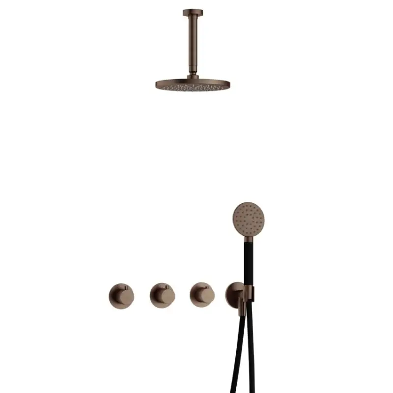 Snelle Levering IBS CB7067 AB met 2 stopkranen met Ronde handdouche en Plafondbuis 15 cm IBS70AB12