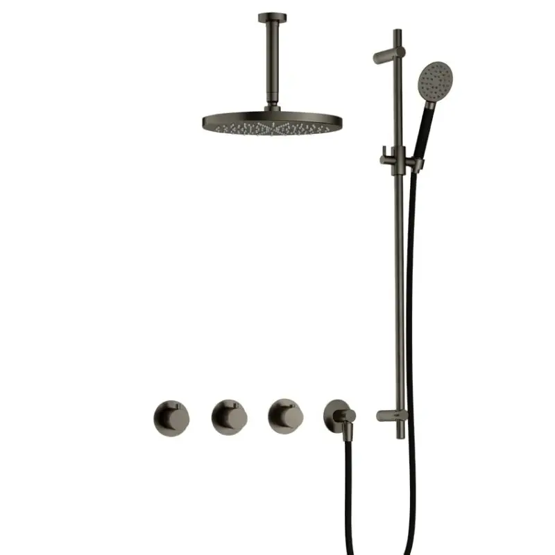 IBS CB7067 AI met 2 stopkranen met Ronde handdouche, Plafondbuis 15 cm, M106 en Glijstang IBS70AI1257 Tijdelijk Beschikbaar