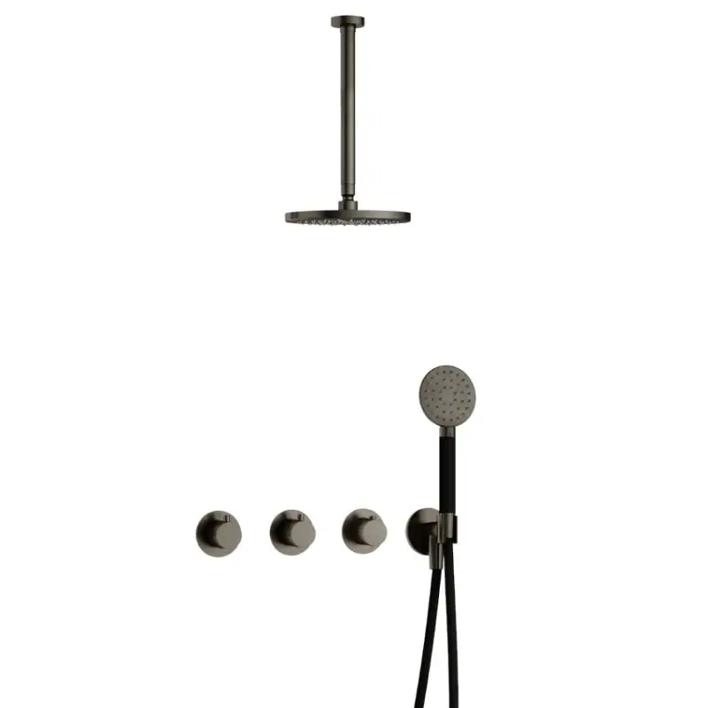 Weekendaanbieding IBS CB7067 AI met 2 stopkranen met Ronde handdouche en Plafondbuis 30 cm IBS70AI13