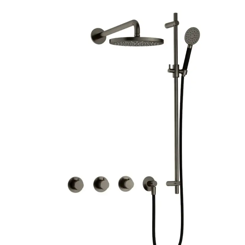 Laatste Versie IBS CB7067 AI met 2 stopkranen met Ronde handdouche en Glijstang IBS70AI17