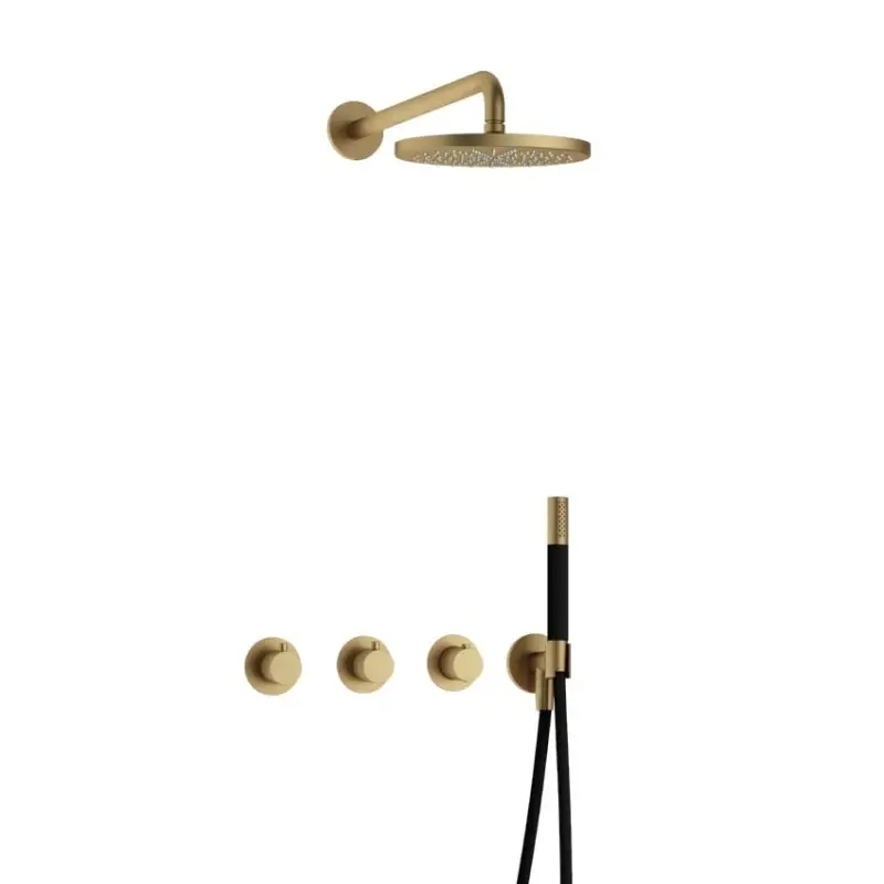 Laatste Versie Complete thermostatische douche InBouwSet Cobber 70 met 2 stopkranen BB – Living Colours vormen een Poetsbaar patina IBS70BB