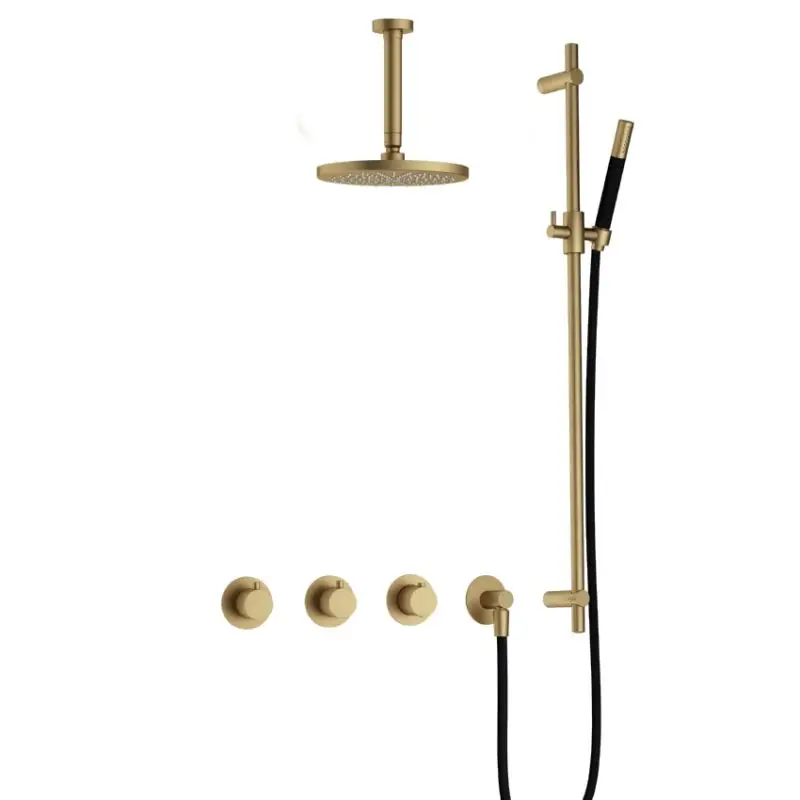Nu Kopen IBS CB7067 BB met 2 stopkranen, Plafondbuis 15 cm en Glijstang IBS70BB27