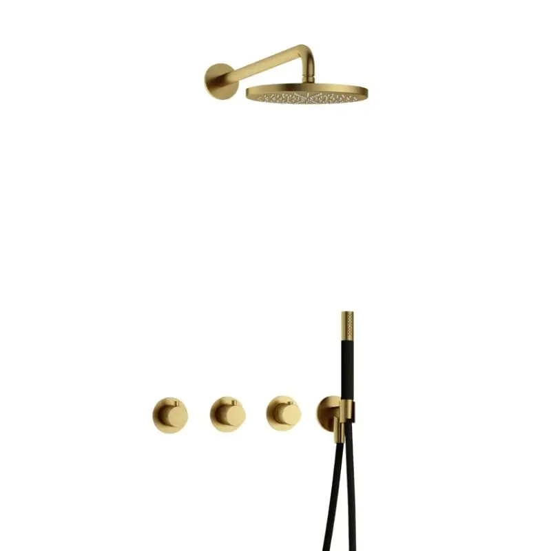 Complete thermostatische douche InBouwSet Cobber 70 met 2 stopkranen BBP PVD IBS70BBP Gereduceerde Prijs