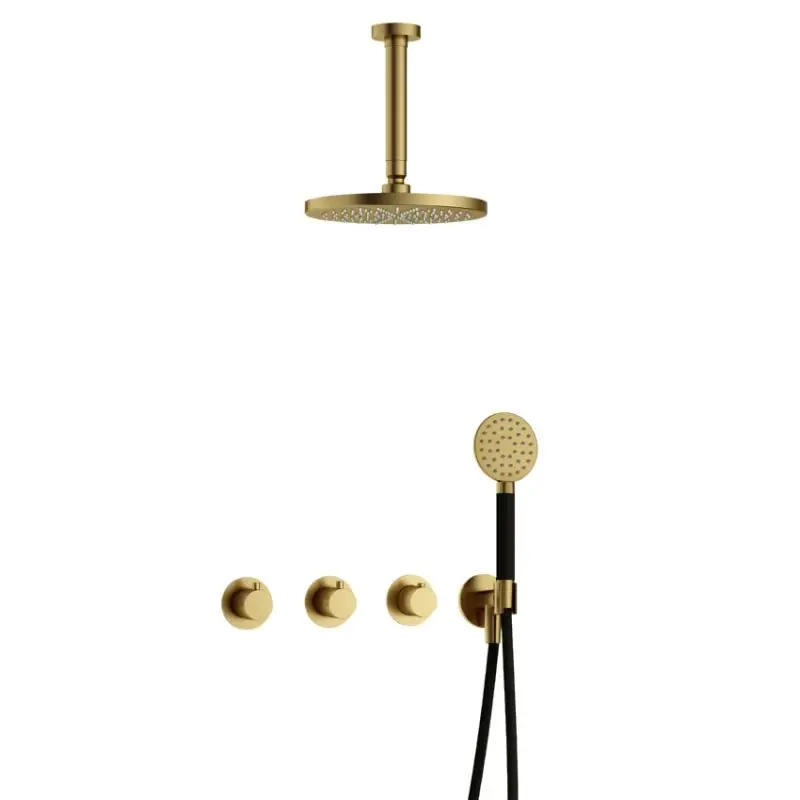 Lage Prijs IBS CB7067 BBP met 2 stopkranen met Ronde handdouche en Plafondbuis 15 cm IBS70BBP12