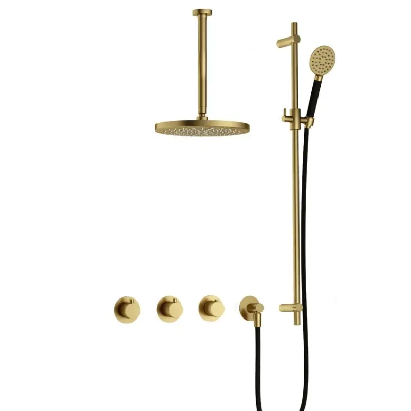 IBS CB7067 BBP met 2 stopkranen met Ronde handdouche, Plafondbuis 30 cm, M106 en Glijstang IBS70BBP1357 Beste Prijs