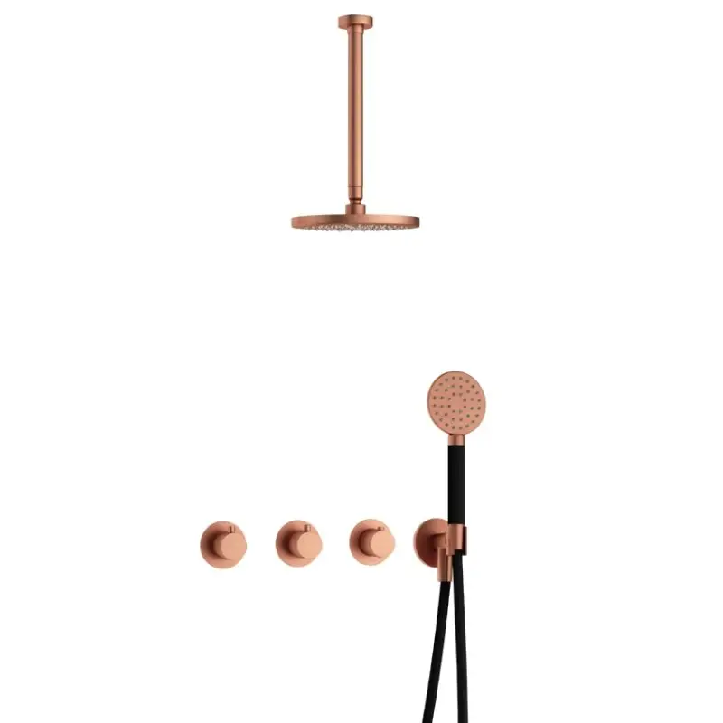 Goedkoop IBS CB7067 BC met 2 stopkranen met Ronde handdouche en Plafondbuis 30 cm IBS70BC13