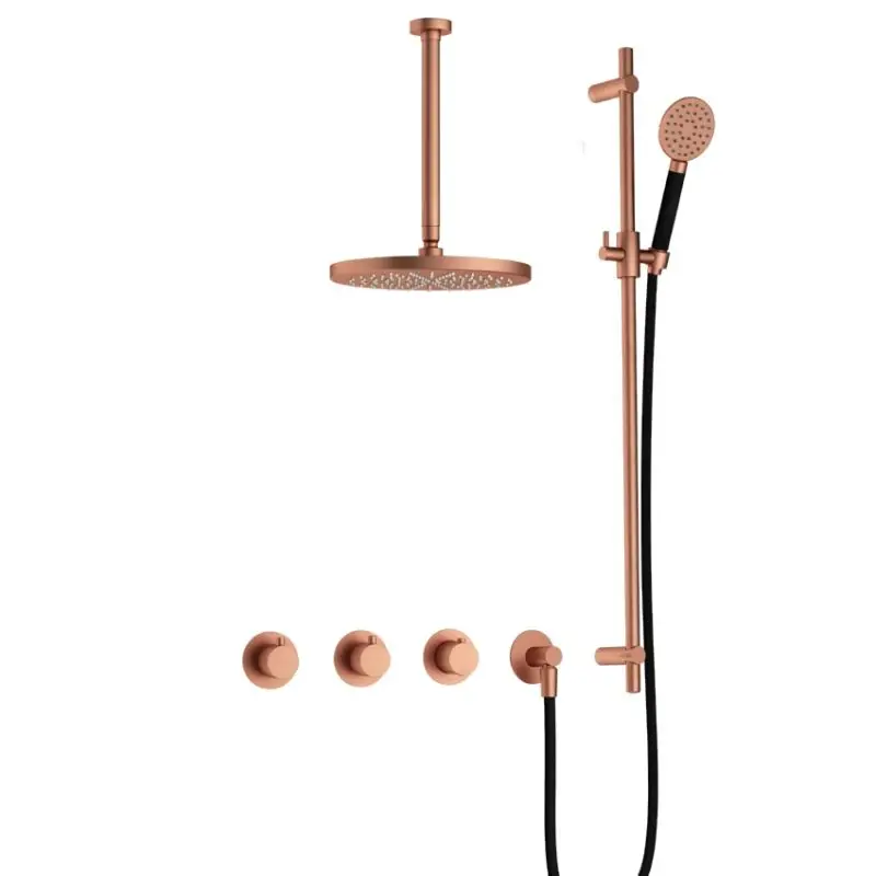 IBS CB7067 BC met 2 stopkranen met Ronde handdouche, Plafondbuis 30 cm, M106 en Glijstang IBS70BC1357 Veilige Betaling