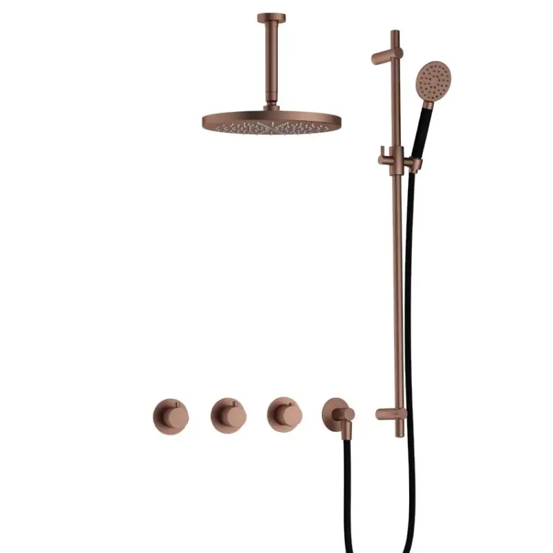 IBS CB7067 BCP met 2 stopkranen met Ronde handdouche, Plafondbuis 15 cm, M106 en Glijstang IBS70BCP1257 Seizoensaanbieding