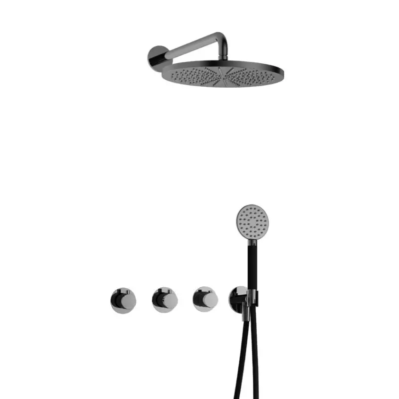Tijdelijk Beschikbaar IBS CB7067 BK met 2 stopkranen met Ronde handdouche en M106 IBS70BK15