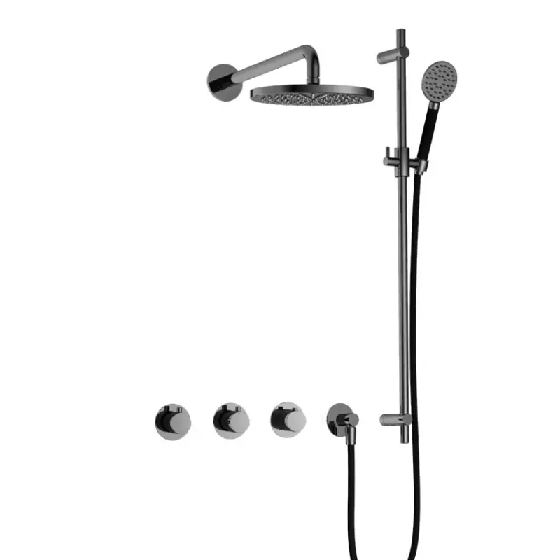IBS CB7067 BK met 2 stopkranen met Ronde handdouche en Glijstang IBS70BK17 Bestseller