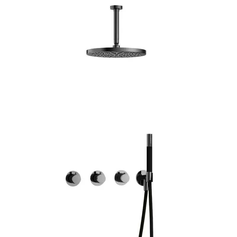 IBS CB7067 BK met 2 stopkranen met Plafondbuis 15 cm en M106 IBS70BK25 Favoriet