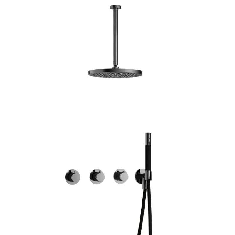 Beperkt Aanbod IBS CB7067 BK met 2 stopkranen, Plafondbuis 30 cm en M106 IBS70BK35