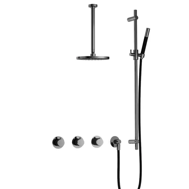 Direct Verzonden IBS CB7067 BK met 2 stopkranen, Plafondbuis 30 cm en Glijstang IBS70BK37