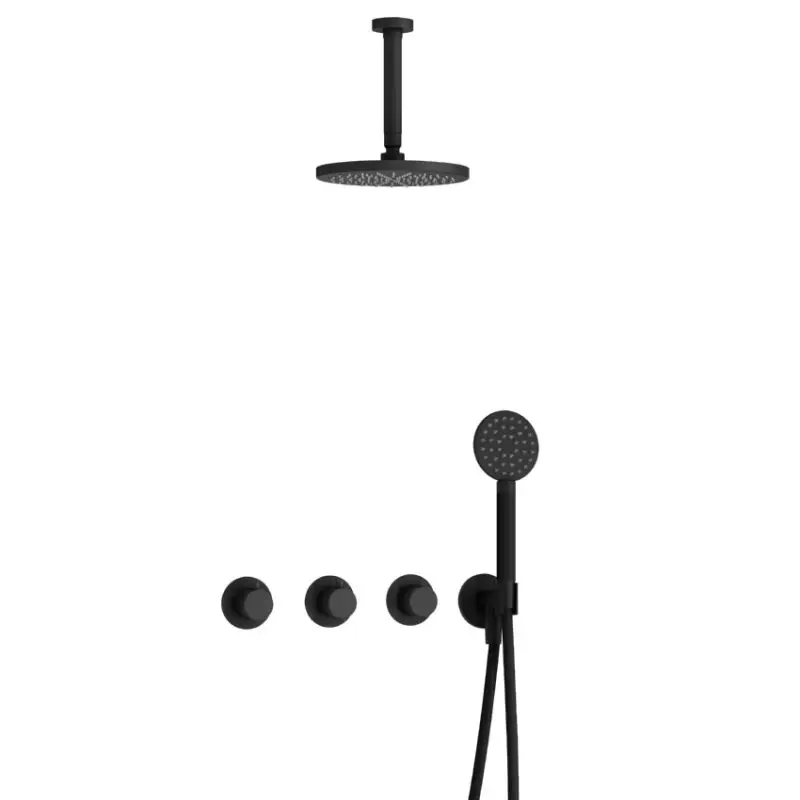 IBS CB7067 BL met 2 stopkranen met Ronde handdouche en Plafondbuis 15 cm IBS70BL12 Hoge Kwaliteit