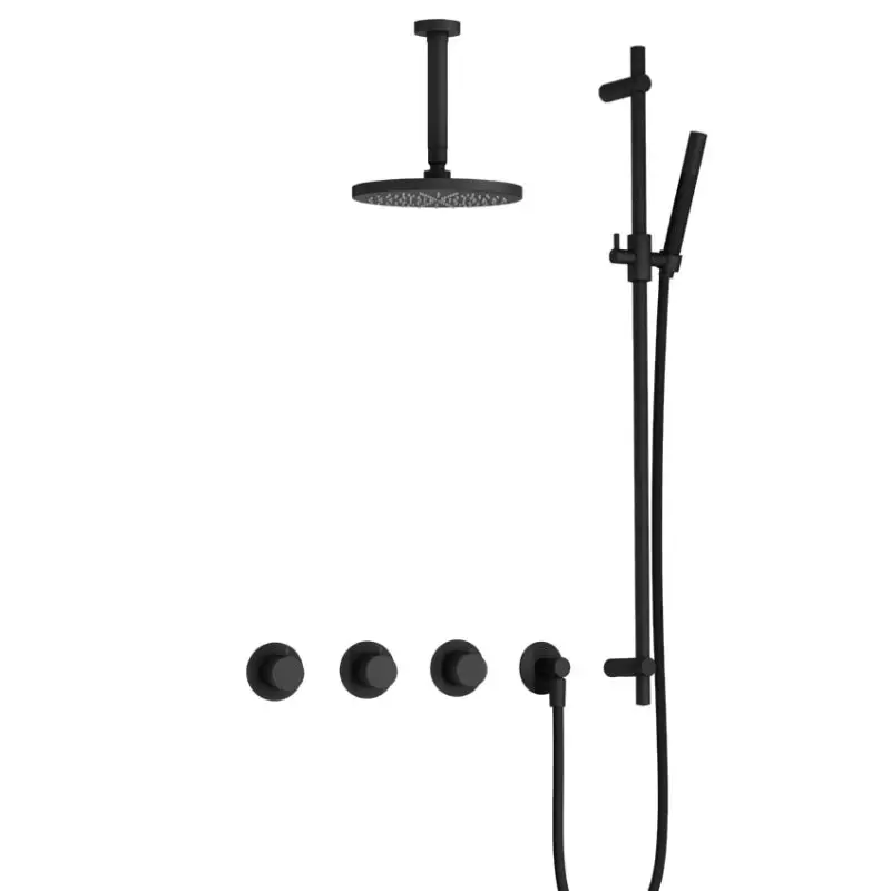 Dagaanbieding IBS CB7067 BL met 2 stopkranen, Plafondbuis 15 cm en Glijstang IBS70BL27