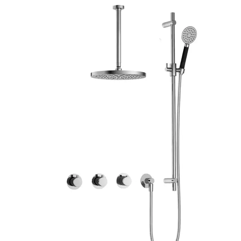 IBS CB7067 CR met 2 stopkranen met Ronde handdouche, Plafondbuis 30 cm, M106 en Glijstang IBS70CR1357 Laatste Kans