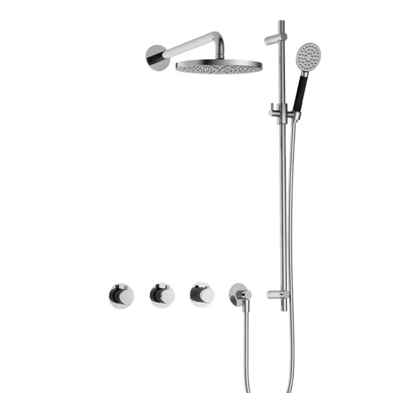 Betaalbaar IBS CB7067 CR met 2 stopkranen met Ronde handdouche en Glijstang IBS70CR17