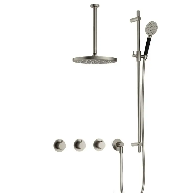 IBS CB7067 GN met 2 stopkranen met Ronde handdouche, Plafondbuis 30 cm, M106 en Glijstang IBS70GN1357 Flitsaanbieding