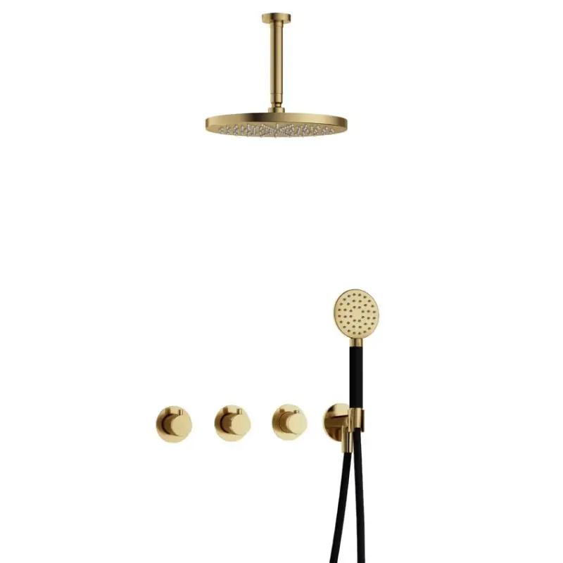 IBS CB7067 NB met 2 stopkranen met Ronde handdouche, Plafondbuis 15 cm en M106 IBS70NB125 Beperkte Voorraad