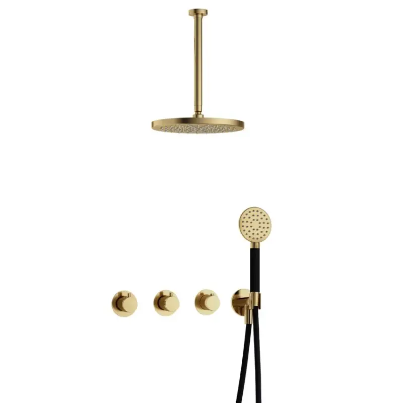Goedkoop IBS CB7067 NB met 2 stopkranen met Ronde handdouche, Plafondbuis 30 cm en M106 IBS70NB135