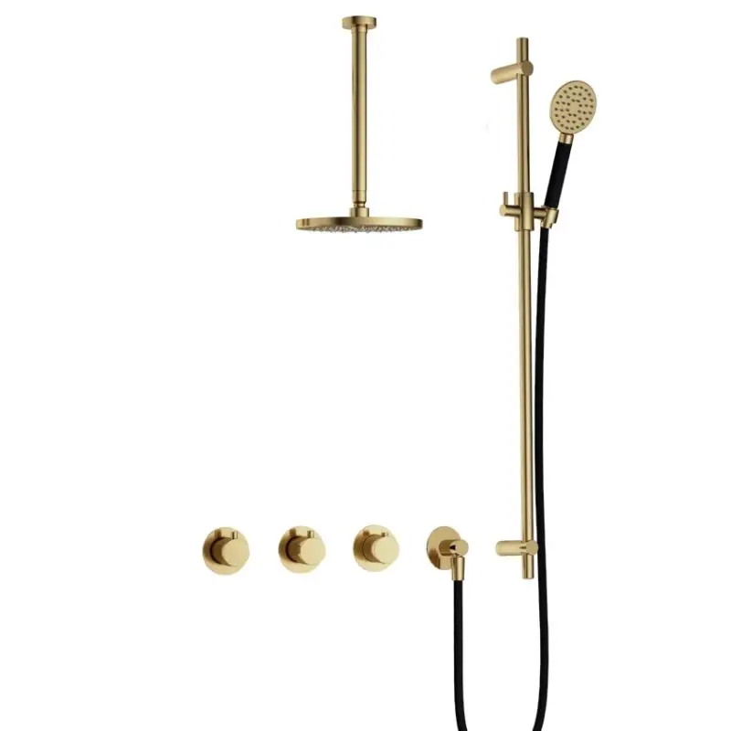 IBS CB7067 NB met 2 stopkranen met Ronde handdouche, Plafondbuis 30 cm en Glijstang IBS70NB137 Beperkt Aanbod