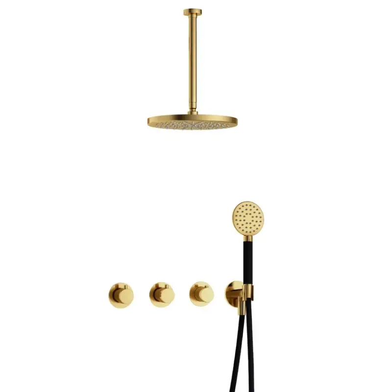 Uitverkoop IBS CB7067 NBP met 2 stopkranen met Ronde handdouche, Plafondbuis 30 cm en M106 IBS70NBP135