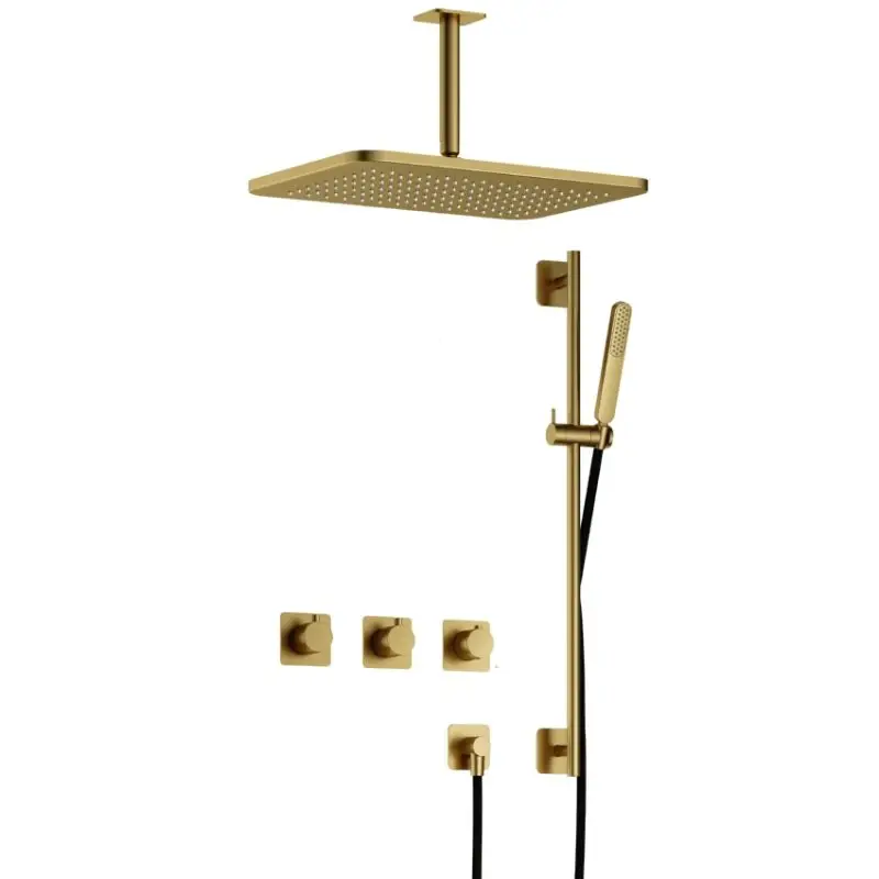 Complete thermostatische douche InBouwSet Gal met 2 stopkranen met plafondbuis, GL106 en Glijstang BBP PVD IBSGL70BBP257 Superprijs