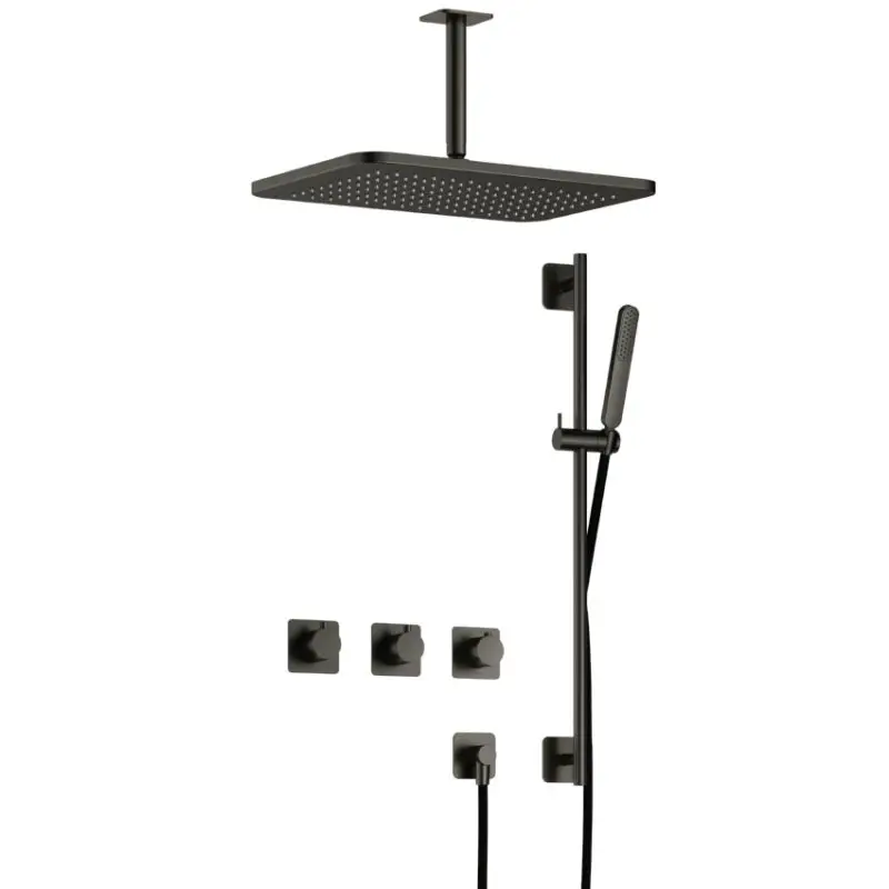 Fabrieksprijs Complete thermostatische douche InBouwSet Gal met 2 stopkranen met plafondbuis, GL106 en Glijstang BGP PVD IBSGL70BGP257