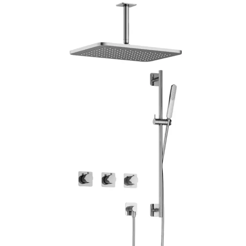 Complete thermostatische douche InBouwSet Gal met 2 stopkranen met plafondbuis, GL106 en Glijstang CR IBSGL70CR257 Finale Uitverkoop