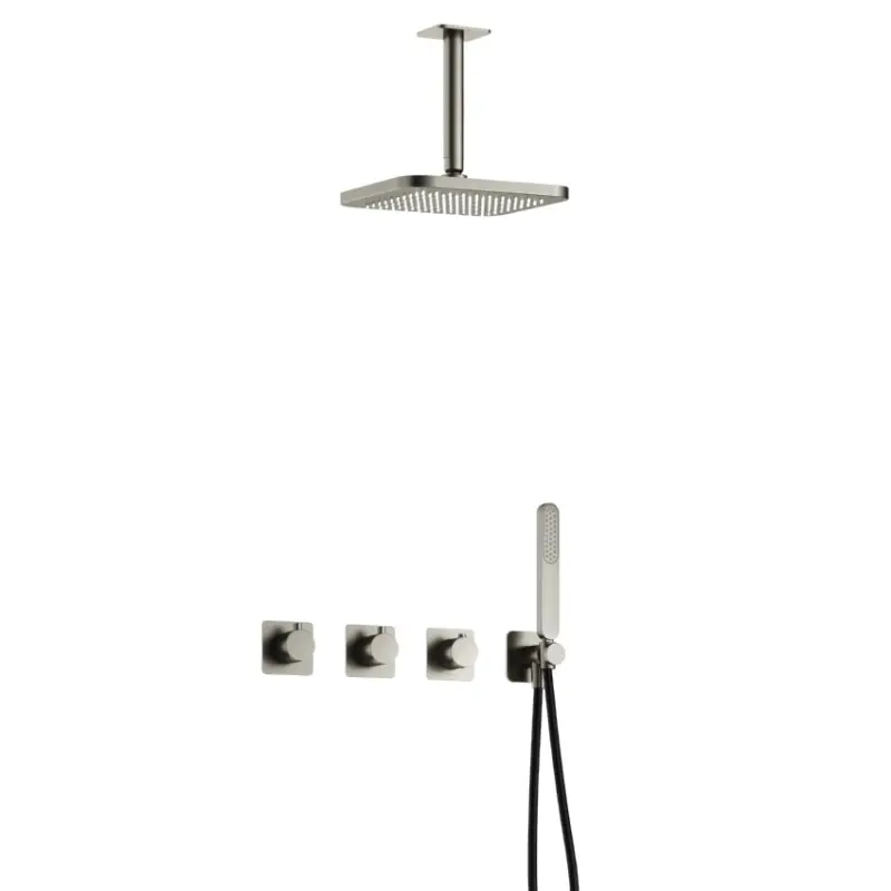 Complete thermostatische douche InBouwSet Gal met 2 stopkranen met Plafondbuis GNP PVD IBSGL70GNP2 Favoriet