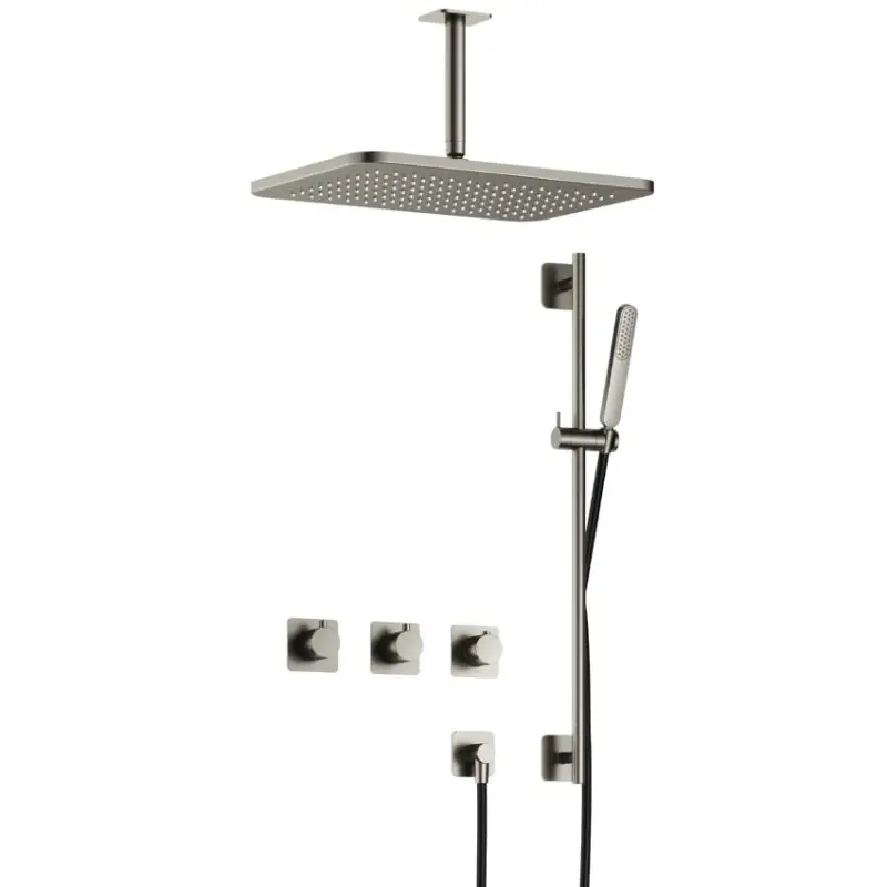 Complete thermostatische douche InBouwSet Gal met 2 stopkranen met plafondbuis, GL106 en Glijstang GNP PVD IBSGL70GNP257 Premium