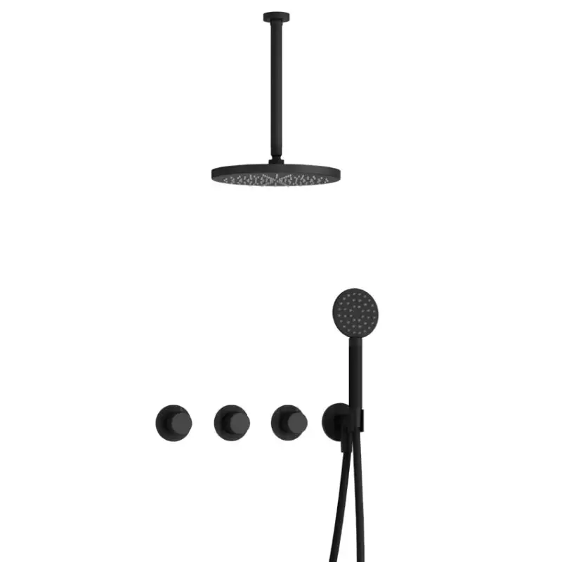 IBS CX7067 BL met 2 stopkranen met Ronde handdouche, Plafondbuis 30 cm en M106 IBSX70BL135 Exclusieve Aanbieding