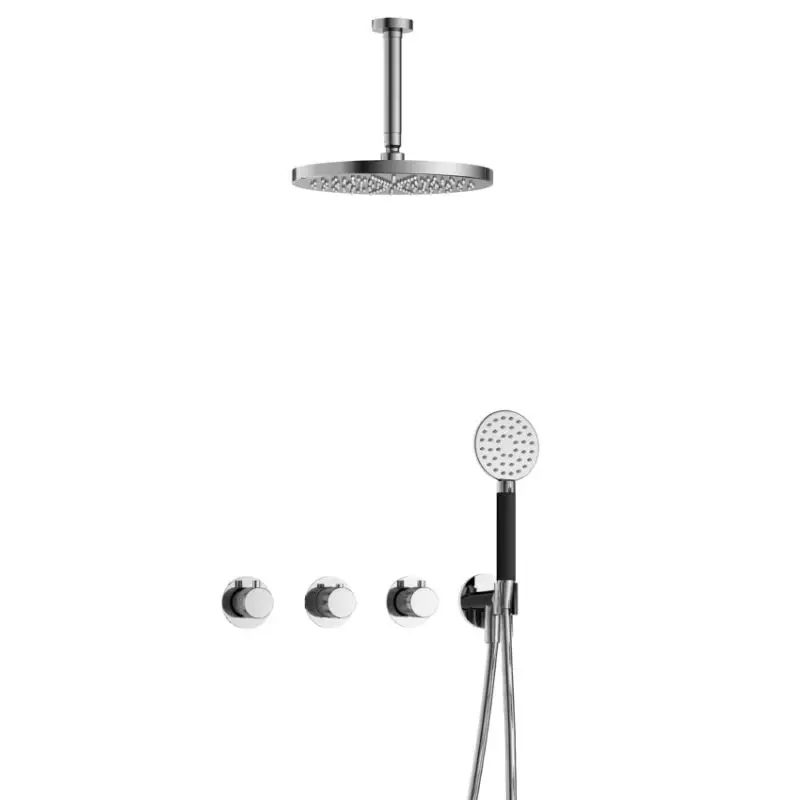 IBS CX7067 CR met 2 stopkranen met Ronde handdouche, Plafondbuis 15 cm en M106 IBSX70CR125 Laatste Versie