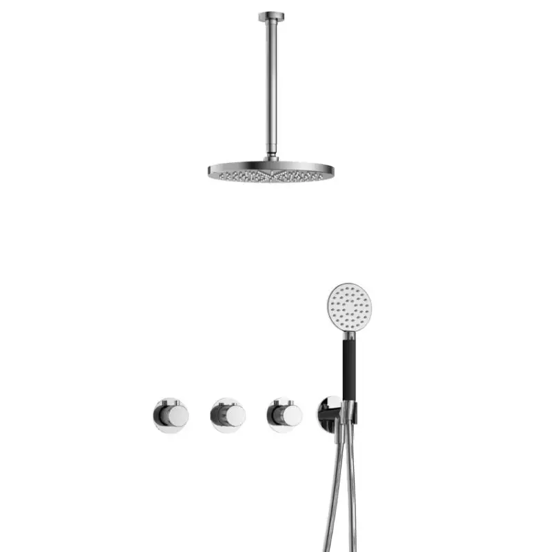 IBS CX7067 CR met 2 stopkranen met Ronde handdouche, Plafondbuis 30 cm en M106 IBSX70CR135 Dagaanbieding