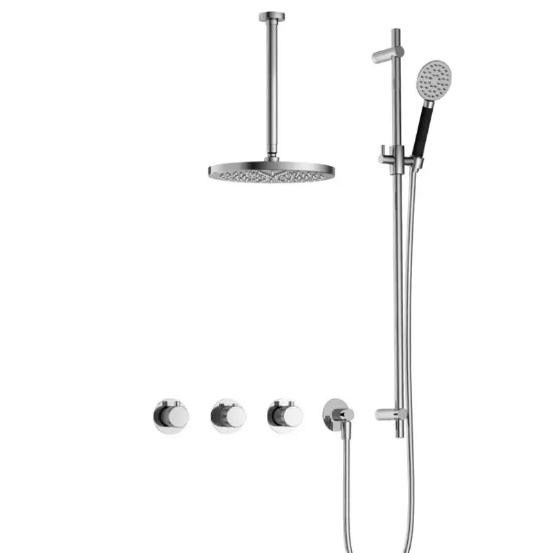 IBS CX7067 CR met 2 stopkranen met Ronde handdouche, Plafondbuis 30 cm en Glijstang IBSX70CR137 Tijdelijk Beschikbaar