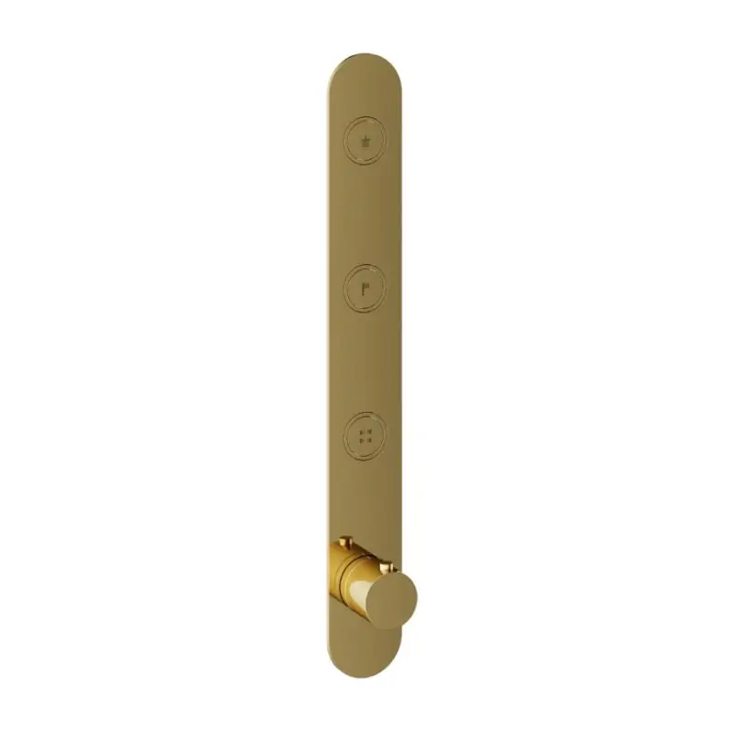 Superprijs Afbouwdeel – Inbouwthermostaat met 3 pushbuttons verticale plaatsing NBP PVD