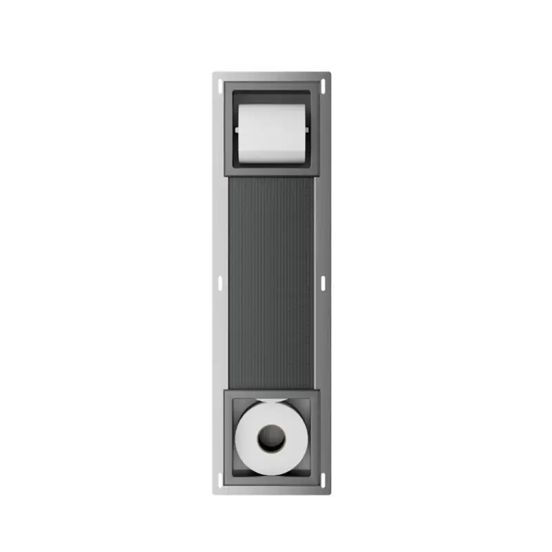 Aanbieding Rocko toiletrolhouder zonder klep en reserverolhouder inbouw gunmetal