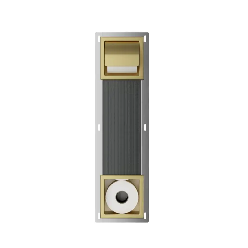 Rocko toiletrolhouder met klep en reserverolhouder inbouw geborsteld messing Snelle Levering