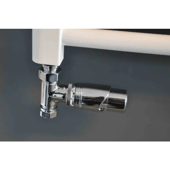 Luxe therm. rad. aansluitset recht chroom Aanbieding